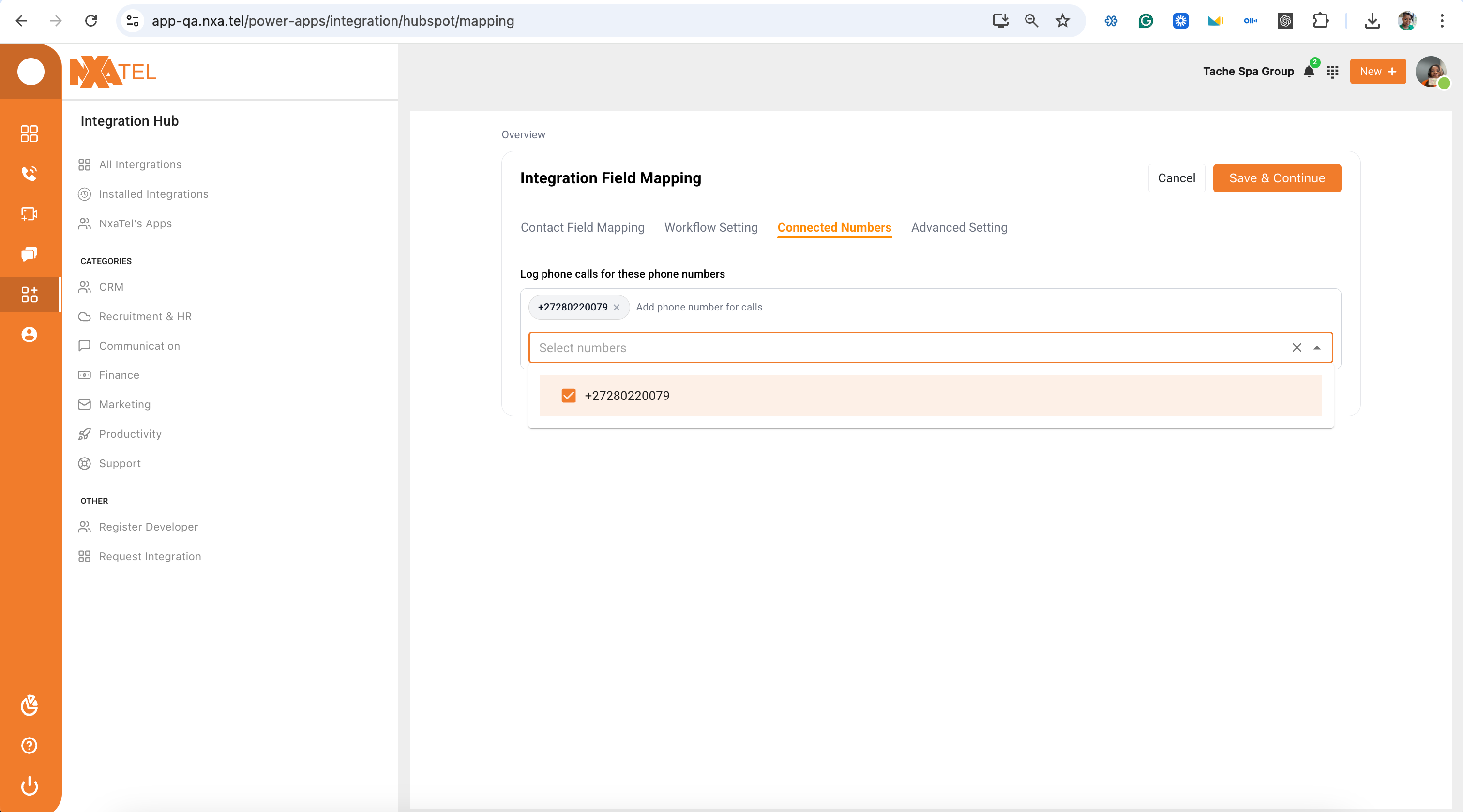 Number assignment screen